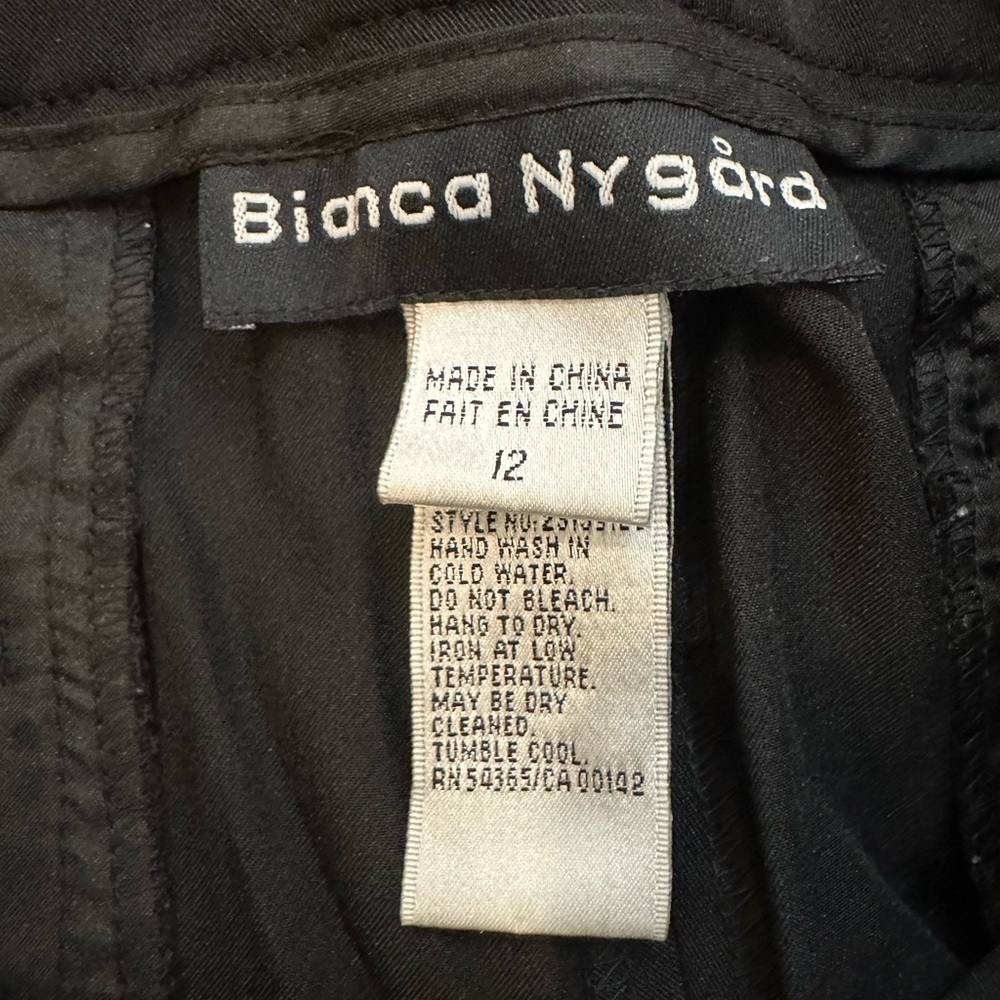 Bianca Nygard  SZ 12 Black Pants Office straight leg with belt, black and white - Picture 6 of 6